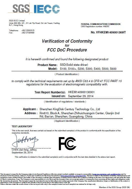 FCC - Shenzhen Kingdisk Century Technology Co., Ltd.