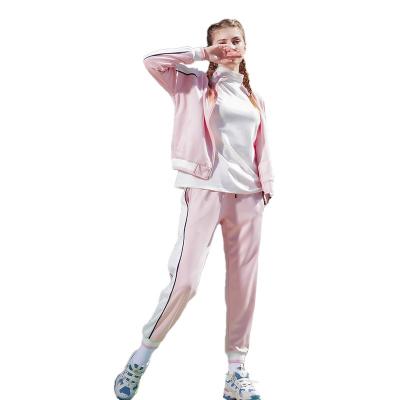 China Breathable Low Moq Customized Pink Women Plus Size Zipper Up Jacket Pockets Pants Tracksuits Sport Wear Set Training Wear For Gym Fall for sale