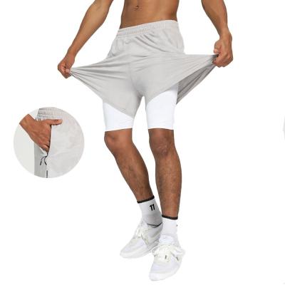 China Anti-Wrinkle Men's Style 2 Layers Compression Inside Quick Dry Plus Size Tracksuit 2 Piece Jogger Shorts Active Gym Wear For Work Out for sale