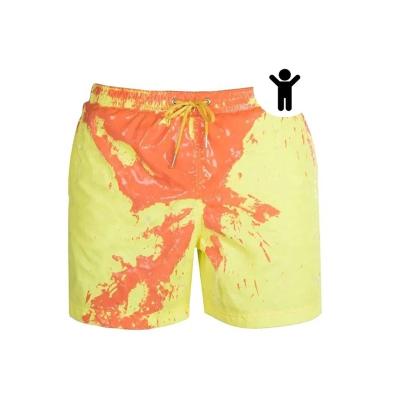 China Breathable Children Kids Color Changes Waist Temperature Swimwear Swimming Trunk Elastic Swim Shorts Pants For Summer Beach for sale