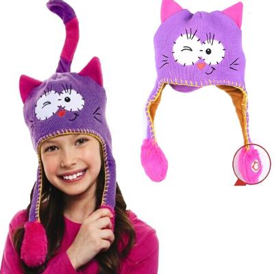 China Korea COMMON Bunny Hat With Movable Air Pumping Ears Warm Winter Knitted Beanie Hat For Holiday Gift Halloween Kids Children Hat for sale