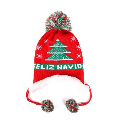 China Beautiful Fashion JOINT Colorful Brushed With Pompom Knitted Baby Kids Christmas Hat For Christmas Gift Xmas Decoration for sale