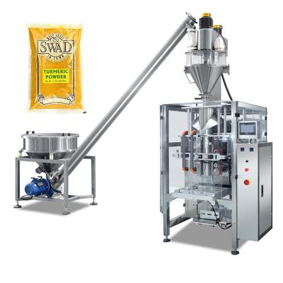 China High Accuracy Food Auger Screw Feeding Automatic VFFs Forming Collar India Curry Production Line for sale