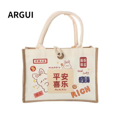 China Empty Jute Tote Bag Burlap Canvas Tote Shoulder Boat Bags Bag High Quality Canvas Handbags Ladies Lightweight for sale