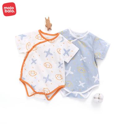 China Triangle Romper OEM Newborn Baby Clothes Summer Short Sleeve Baby Rompers Plain 100% Combed Cotton Baby Clothes for sale