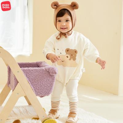 China Anti Shrink Newborn Baby Pajamas Sets Long Sleeve Knitted Cotton Tops Boys Girls Outfits 2 Pieces Baby Clothing Set for sale