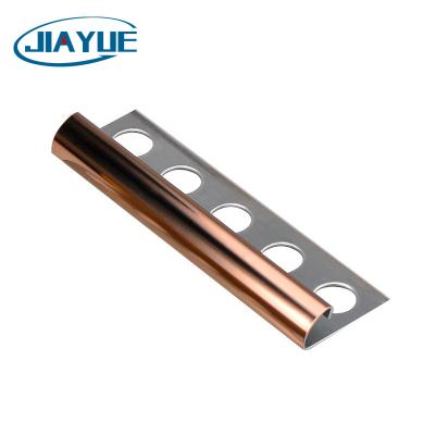 China Modern Thickened Black Titanium 304/201 Stainless Steel Rose Gold 8k Brushed Tile Ledge Strip Household Engineering Decorative Strip for sale