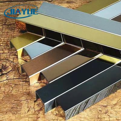 China Modern Customize Stainless Steel U Shape Trim Profiles Wall Corner Protector Gold Mirror Black Hairline Tile Trim for sale