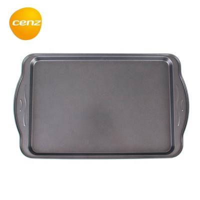 China Viable Cookie Making Sheet with Tray Rolling Cake Plate Crispy Deep Bake Cake Pans Nonstick Handles Rectangle Carbon Steel Cookie for sale