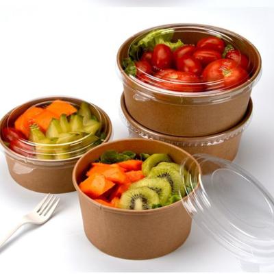 China Cheap Customizable Eco Friendly Disposable Take Out Bowl Wrapping Paper Salad Bowl Wholesale Round Paper Bowl For Restaurant for sale