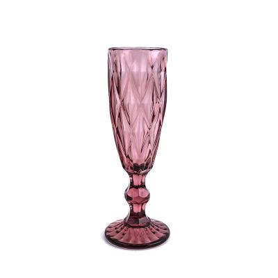 China Solid Color Wedding Vintage Modern Design Glass Cup Champagne Goblet Rose Champagne Glass Flute Goblets for sale