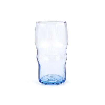 China Europe Wholesale Beverage Mind Custom Different Sizes Water Frosted Tumbler Glass Tall Blue Clear Water for sale