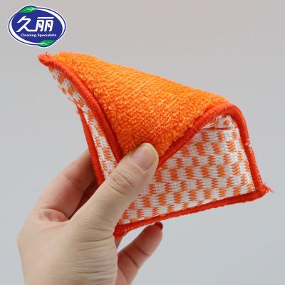 China Bamboo Kitchen Cleaing Reausable Microfiber Kitchen Cleaning Sponges Scrub Pad for sale