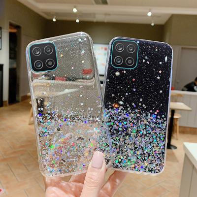 China Glitter Bling Cute Star Glitter Diamond Cover Phone Case Bling Star Diamond Case For Samsung Galaxy A12 Soft Clear Cover A12 for sale