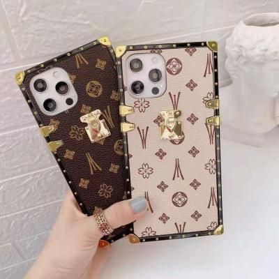 China Anti-fall Luxury Square PU Leather Phone Case For iPhone 12 pro 12 mini 11 Max 6.1inches XS pro X Max 6 7 8 plus XR Fashion Vintage Lattic for sale