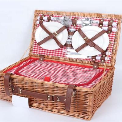 China Eco-friendly china rattan material natual wicker outdoor picnic stand basket for sale