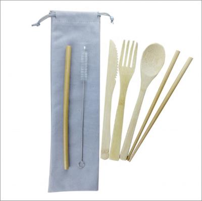 China Japan Food Tools Drinking Travel Wooden Tools Fork And Knife Set With Bag for sale