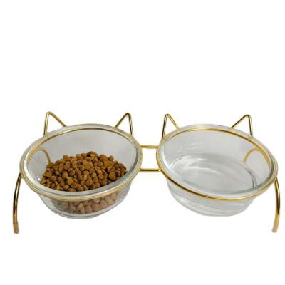 China High Quality Portable Glass Feeding Dog Bowls Double Dog Bowl Portable Ceramic Feeding Bowl GOURMAID Feeder Bowl Viable for sale