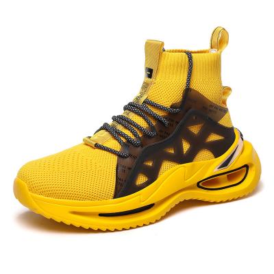 China Chunky Sneakers Comfortable Breathable High Top Sneakers Mens Shoes Platform Sports Running Big Size 39-46 Yellow Drop-shipping for sale