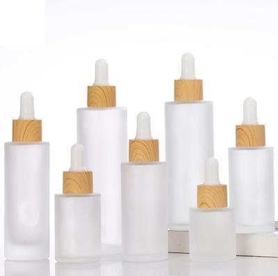 China Eco-Friendly Recyclable Wholesale Bottles For Skin Care Products 50ml 30ml 100ml Matte Transparent Clear Essence Serum Glass Dropper Bottle for sale