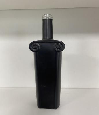 China Gray Color Whiskey Glass Bottle Black Vodka Glass Bottle 500ml 700ml 750ml Beverage for sale