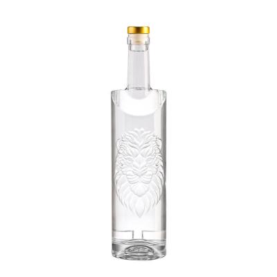 China Beverage Source Origin 750ml Lion's Head Model Round Empty Vodka Glass Bottle for sale