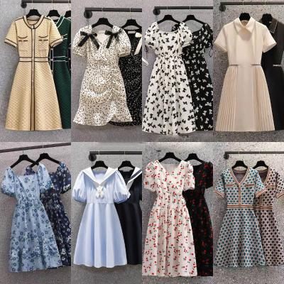 China Anti-Static Wholesale High Quality South Korea Apparel Stock Frilly Lace Dress Bales Women's Fluffy Sleeves  Elegant Casual Dresses for sale