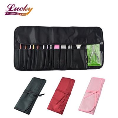 China Large Capacity Roll Up Portable Opens Flat Storage Bags Makeup Organizer Make Up Bag For Nail Art Tools Kits (Black) for sale