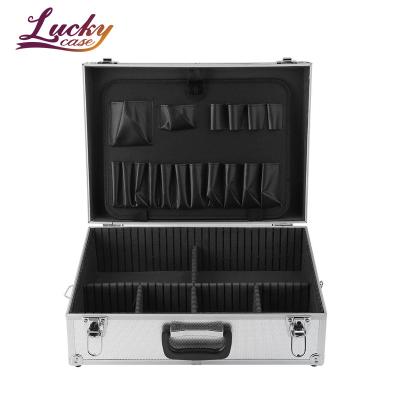 China Hard Lockable Tool Case Storage Box Aluminum Tool Organizer Tool Case Silver Dustproof Shockproof Waterproof for sale