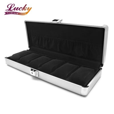 China Silver Silver Aluminum Organizer Dustproof Shockproof Waterproof Watch Case Travel Case 6 or 12 Watches Storage Aluminum Case Collection for sale