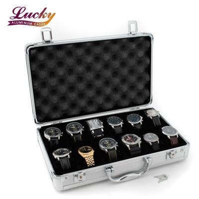 China 12 Watch Waterproof Shockproof Dustproof Briefcase Aluminum Watch Case for sale