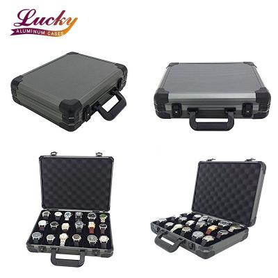 China Large Waterproof Shockproof Dustproof Aluminum Watch Case Briefcase Holds 18 Watches for sale