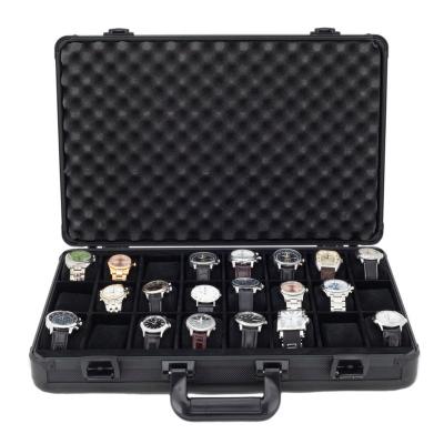 China Aluminum in briefcase black design, aluminum watch carrying case for 24 watches for sale