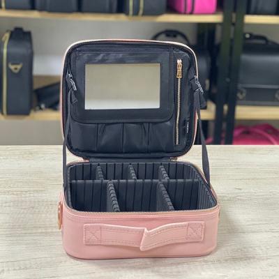 China Large Capacity Train Case Storage Organizer Professional Nylon Cosmetic Makeup Brush Bag for sale