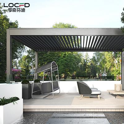 China Easily Assembled New Design Back Garden Electric Aluminum Gazebo Shade Rainproof Aluminum Pergola Bioclimate for sale