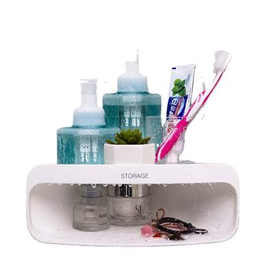 China Wall Mounted Plastic Wall Mount Household Storage Holder Bathroom Viable Storage Rack For Shampoo Shower Gel for sale