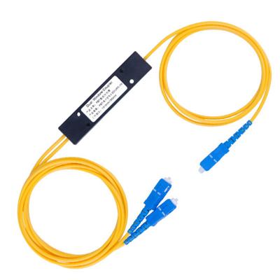 China 1*2 Fiber Optic Splitter ABS Box 1310/1550nm Customized Ratio SC/UPC 1x2 FBT Split PLC Fiber Optic Splitter 1*2 Fiber Optic Splitter for sale