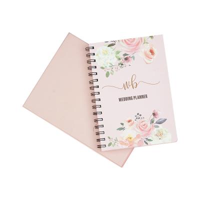 China Custom High Quality Spiral Notebook Gold Hardcover Gift Planner Gift Planner Luxury Spiral Wedding Notebook for sale