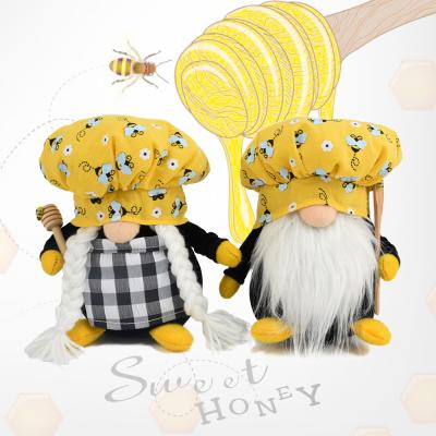 China Novelty New Novelty Kawaii Bee Gnomes Tomte Chef Tomte Swedish Honey Bee Elf Gnome Handmade Craft Farmhouse Kitchen Tiered Shelf Decor for sale