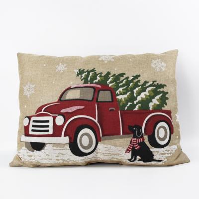 China Anti-Static Square Christmas Linen Pillow Covers Home Decorative Supplies Christmas Cushion Cover Shape for sale