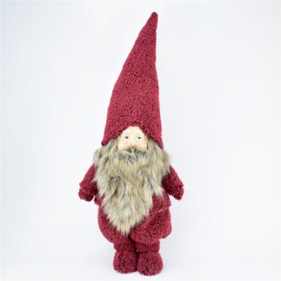 China Custom Christmas Decor Plush Cloth Gnome Red Berber Fleece Plush Stuffed Toy Standing Santa Claus Figures For Home Decoration for sale