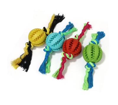 China Viable Tooth Cleaning Dog Toy Ball With Rope Rubber With Rope Dog Toy Dog Chew Toy for sale