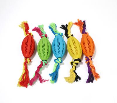 China Sustainable Cotton Rope Ball Pet Toys Dog Rugby Dog Toys American Football For Pet Toys for sale