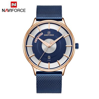 China Hot Selling Genuine Leather Chronograph Men's Day/Date Band NAVIFORCE Watch for sale