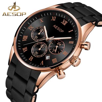 China Chronograph AESOP Color Men Watch Waterproof Quartz Wrist Watch Silicon Band Fashion Clock Male Wrist Watches for sale