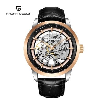 China PAGANI Chronograph DESIGN Luxury Skeleton Cavity Leather Mens Wristwatch Mechanical Male Clock New for sale