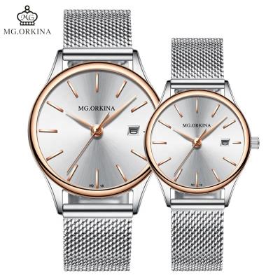 China Hot Selling Chronograph In Couples Lover Watch All Stainless Steel Simple Style For Your Love for sale