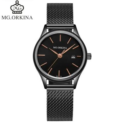 China ORKINA Chronograph Brand Luxury Female Clock Style Simple Stainless Steel Ladies Watches for sale