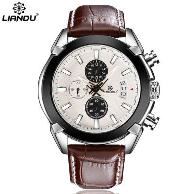 China Masculino de relogio of the wristwatch of genuine leather men's watch LIANDU chronograph men's brand quartz casual luxury military watch sport for sale