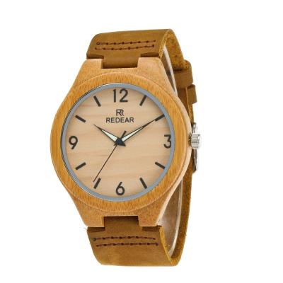 China Day/date natural bamboo watch it can change color at night formen for sale